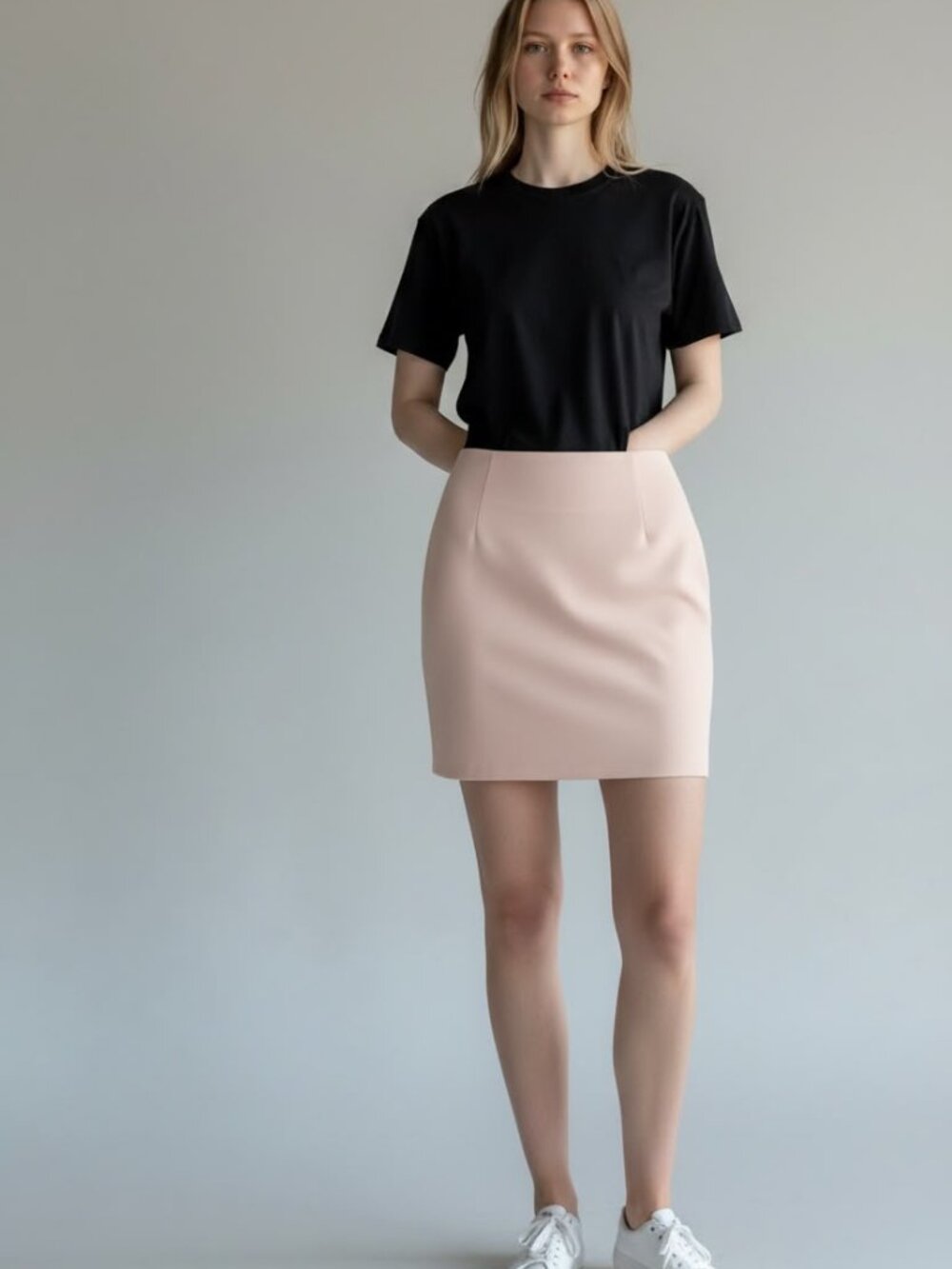 GRACIA Women's High-Waisted Pencil Skirt - Beige Nude, Size S